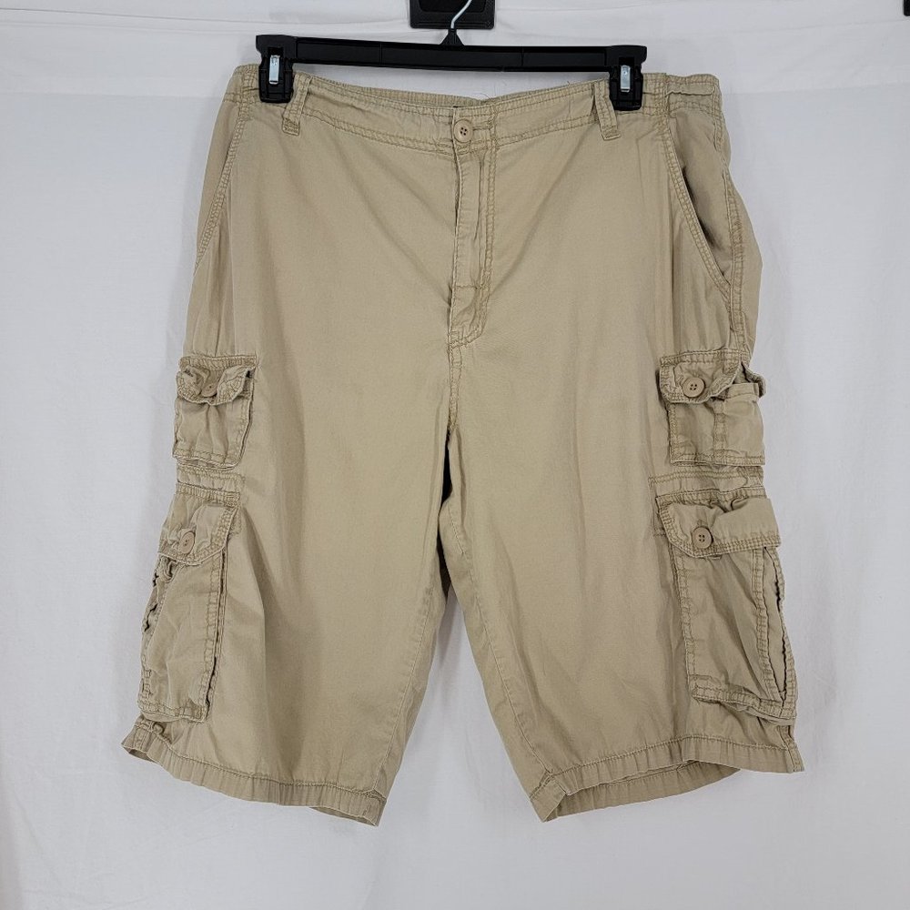 SPC Collection Khaki Cargo Shorts Tan Cotton Men's Waist 38" Inseam 14"